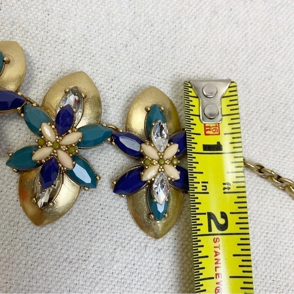 J crew Matte gold Acrylic gem cluster statement necklace